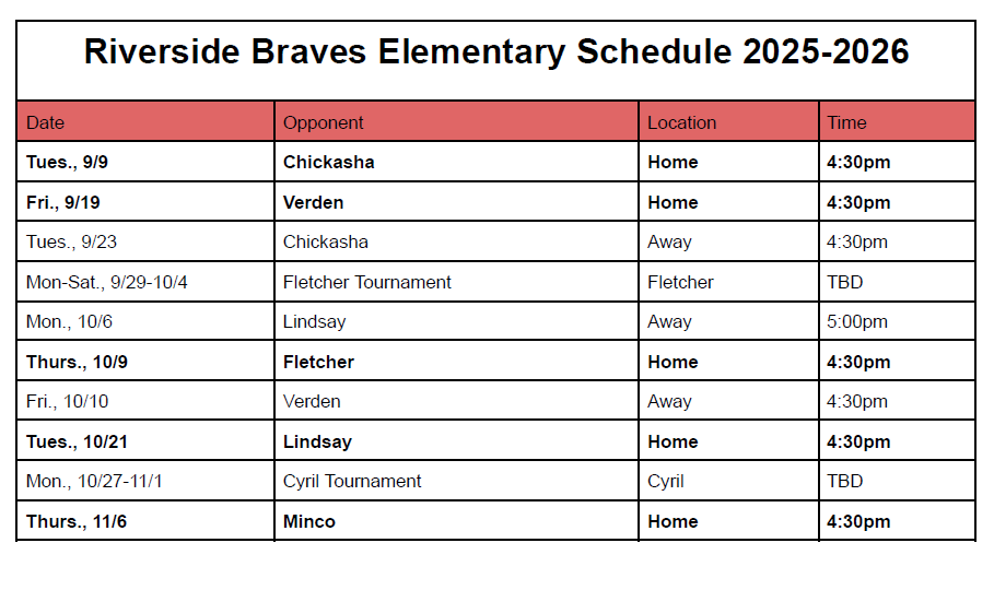 Elementary Basketball Schedule 2025