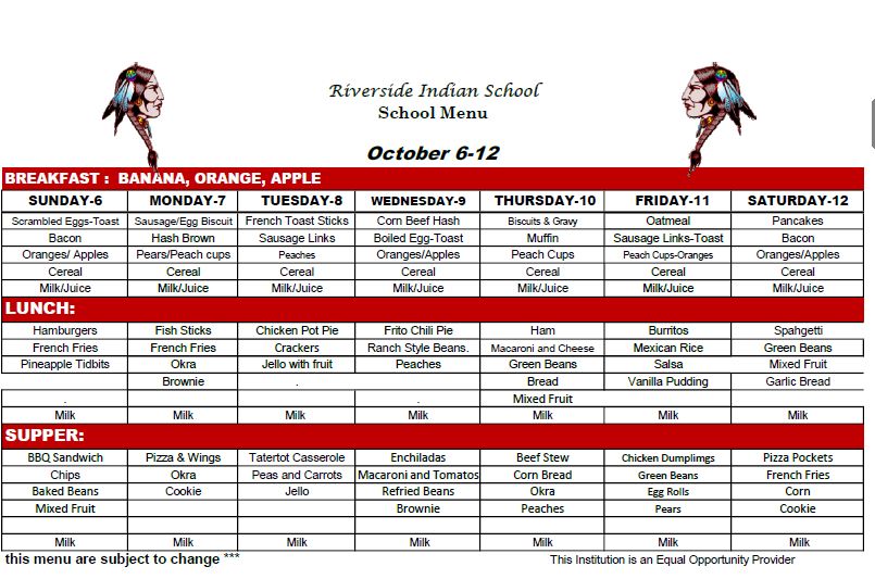 Meals for October 6th - October 12th