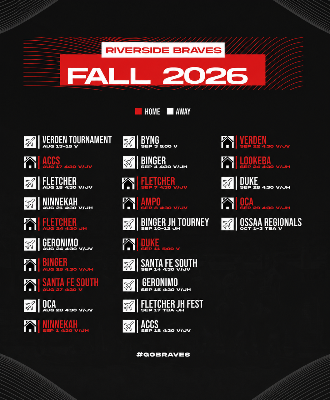 2026 JH/HS Fall Baseball Schedule