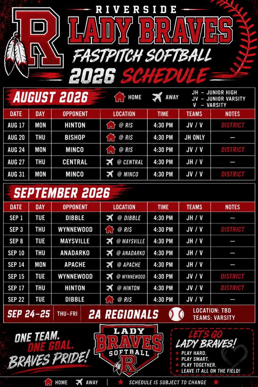 2026 Fall FastPitch Softball Schedule