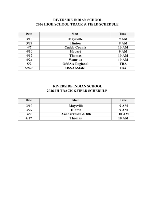 2026 Track and Field Schedule